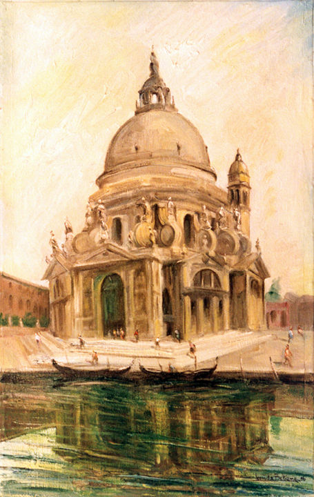 Pittura intitolato "VENEZIA: LA SALUTE" da Leonida Beltrame, Opera d'arte originale, Olio