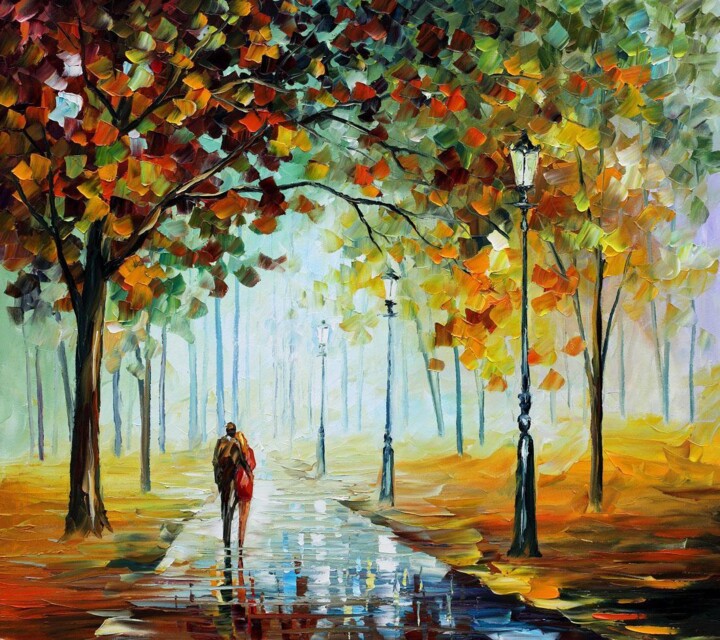 Romantic mood palette knife landscape oil painting on canvas by leonid afremov size