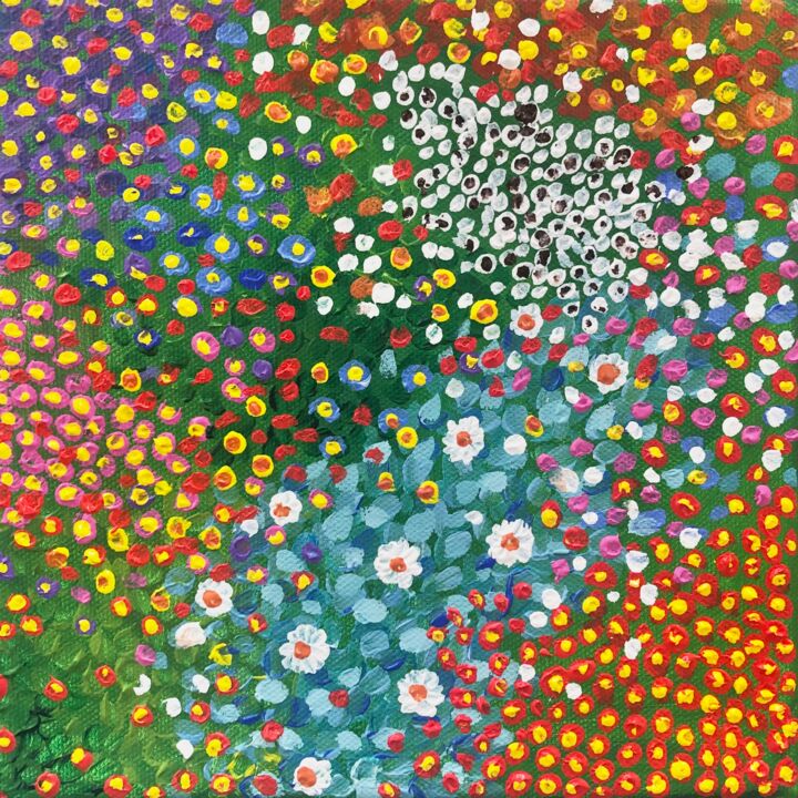 Painting titled "Jardin fleuri #5" by Léonie Fuzier, Original Artwork, Acrylic