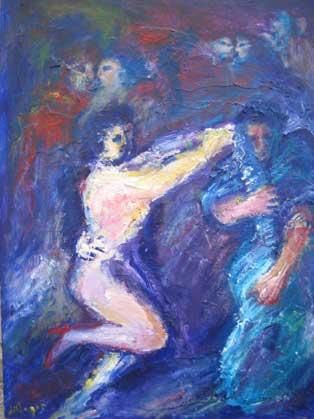 Malerei mit dem Titel "tango des amants" von Leonor Villagra, Original-Kunstwerk