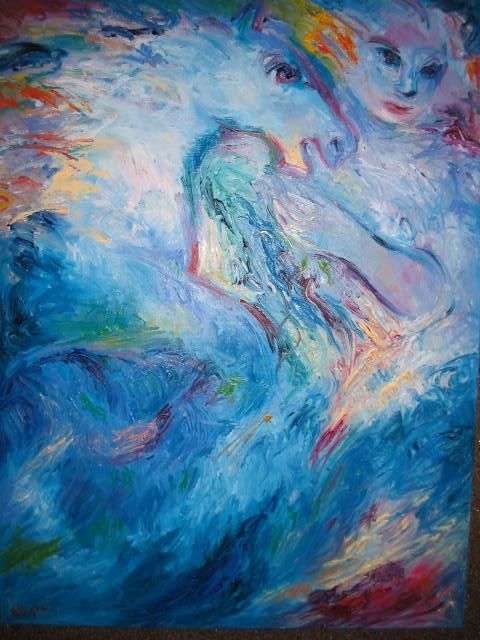 Painting titled "Eos&Pegaso" by Leonor Villagra, Original Artwork