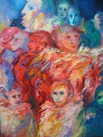 Painting titled "Feriantes" by Leonor Villagra, Original Artwork