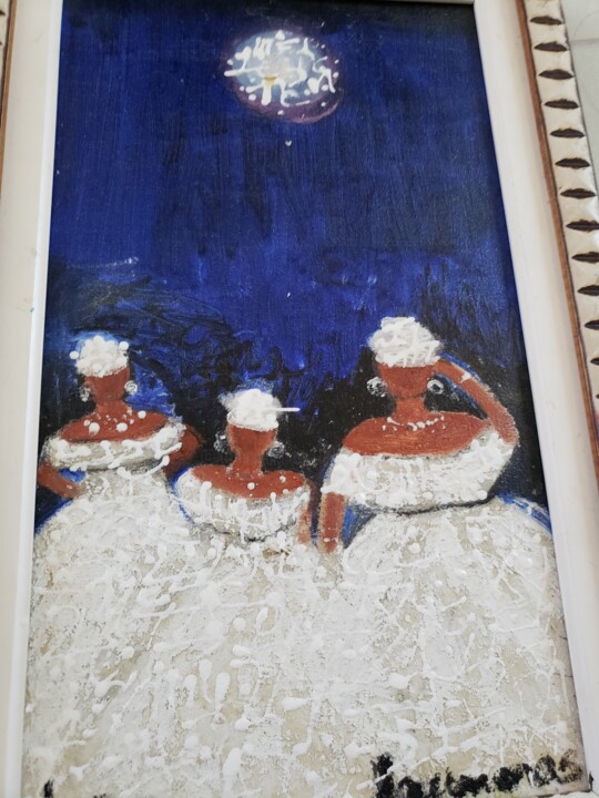 Pittura intitolato "Baianas em noite de…" da Leonora Santos, Opera d'arte originale, Olio