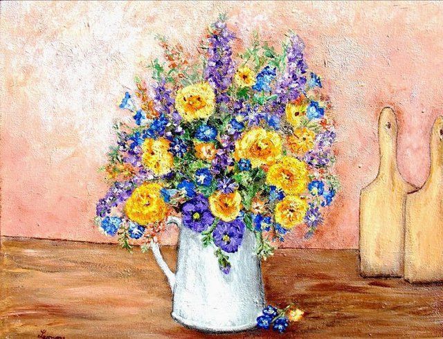 Peinture intitulée "wildflowers.jpg" par Leonore Marie Greenberg, Œuvre d'art originale