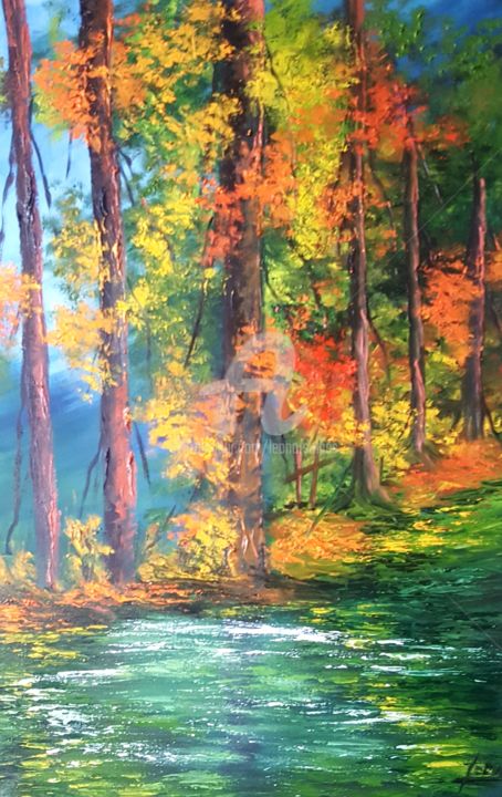 Pintura titulada "Paseo por el bosque…" por Leonor Solbes, Obra de arte original, Oleo