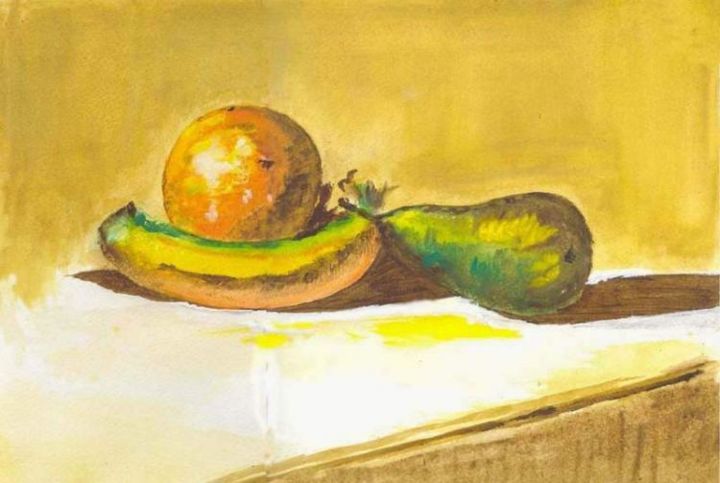 Pittura intitolato "arancia banana pera" da Simonetta Lamponi Leopardi, Opera d'arte originale