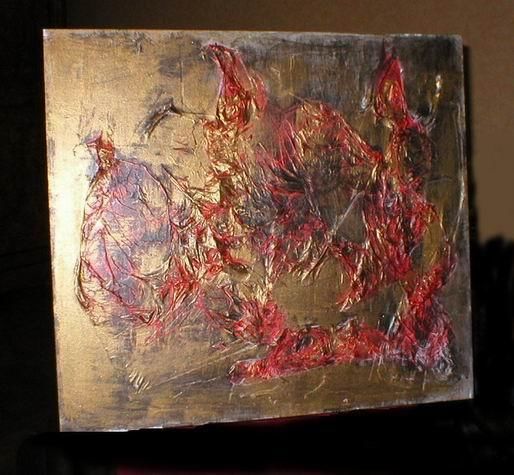 Painting titled "inferno" by Simonetta Lamponi Leopardi, Original Artwork