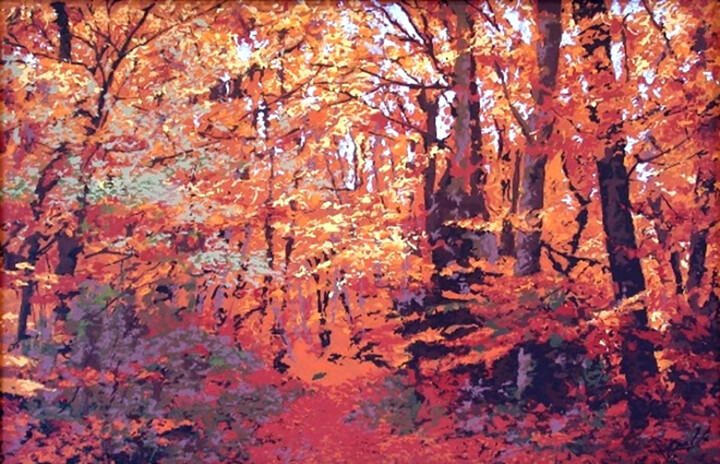 Pintura titulada "Paisaje rojo" por Leopoldo Fernandez Sanchez, Obra de arte original, Acrílico