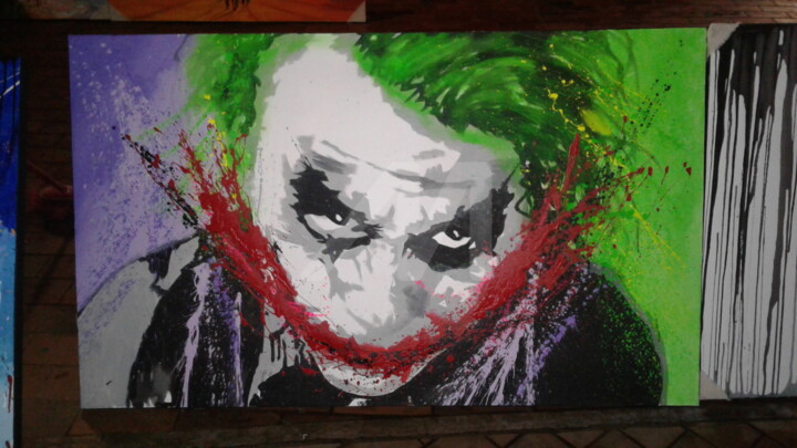 Schilderij getiteld "Joker" door Leo Portella, Origineel Kunstwerk, Acryl