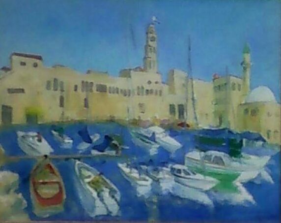 Картина под названием "Porto di Ako" - Leo Radoya, Подлинное произведение искусства, Масло