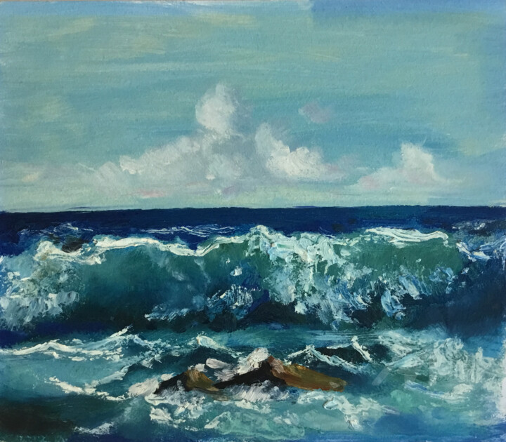 Painting titled "DEEP BLUE SEA. Oil…" by Leo Schteinberg, Original Artwork, Oil