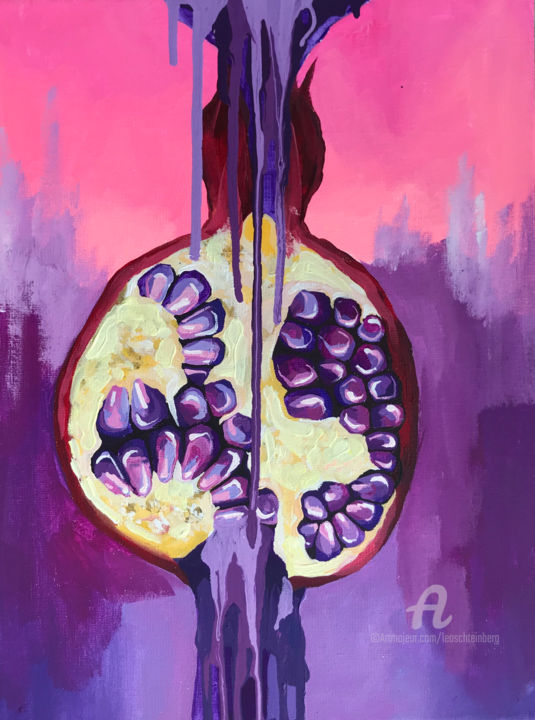 Schilderij getiteld "Stridently Purple" door Leo Schteinberg, Origineel Kunstwerk, Acryl Gemonteerd op Frame voor houten bra…