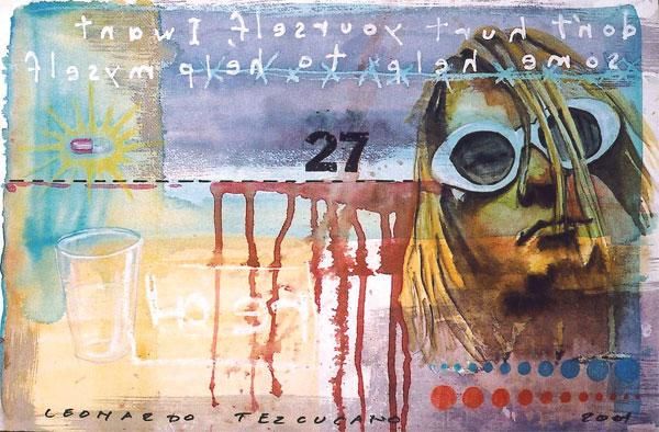 Painting titled "Cobain" by Leo Tezcucano, Original Artwork