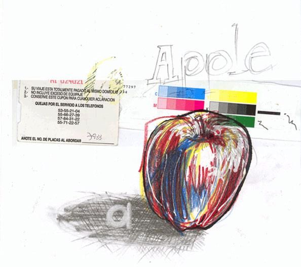 Painting titled "apple" by Leo Tezcucano, Original Artwork