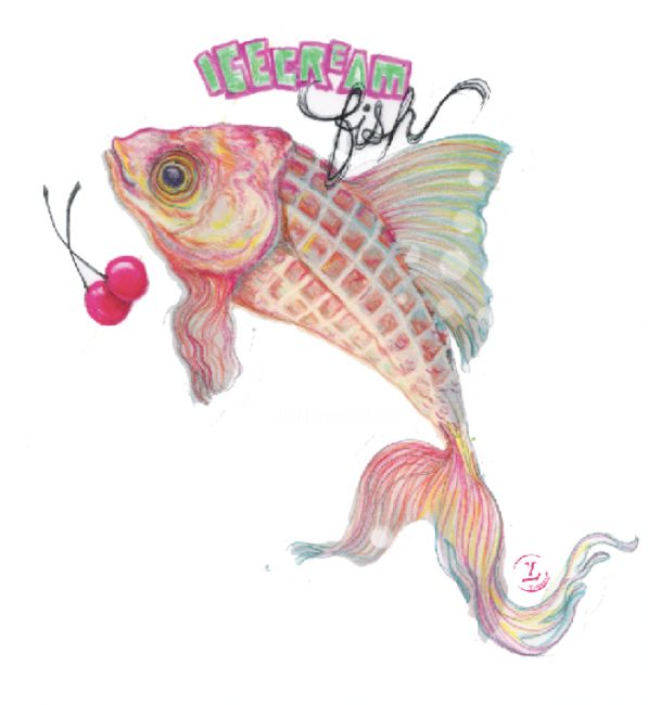 Peinture intitulée "icecream Fish leona…" par Leo Tezcucano, Œuvre d'art originale
