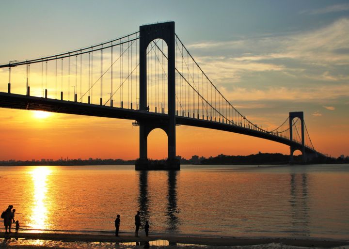 Photography titled "Sunset Under Bridge" by Leo Tujak, Original Art, Digital Photography