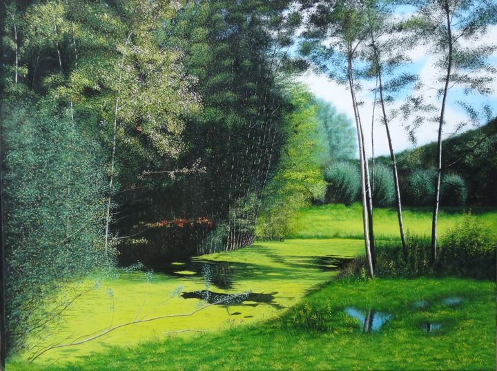 Pintura intitulada "Naturschutzgebiet" por Leo Windeln, Obras de arte originais, Óleo
