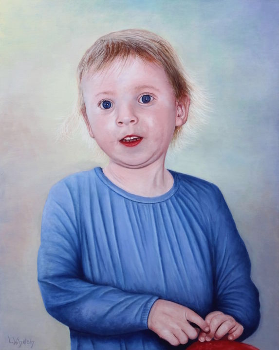 Painting titled "Kinderportrait_2.jpg" by Leo Windeln, Original Artwork, Oil