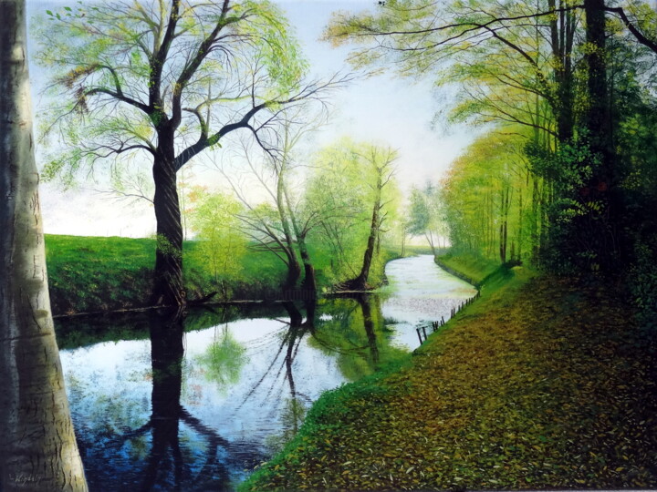 Painting titled "Herbsttag" by Leo Windeln, Original Artwork, Oil