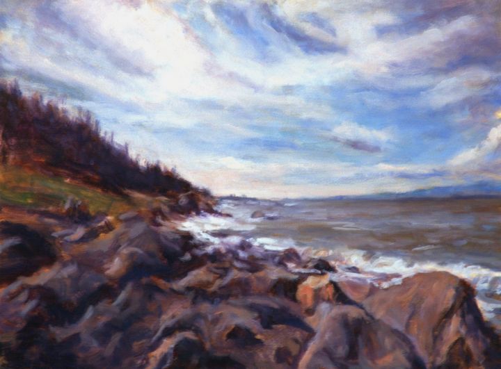Painting titled "maree-haute-riviere…" by Lepage, Original Artwork