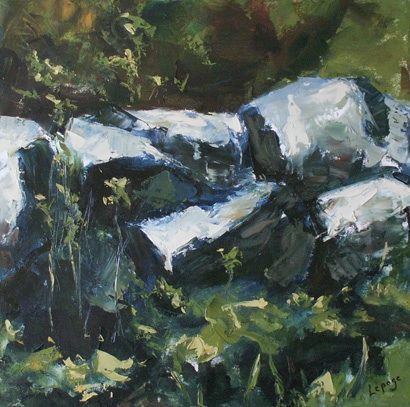 Painting titled "entre-les-roches-2-…" by Lepage, Original Artwork