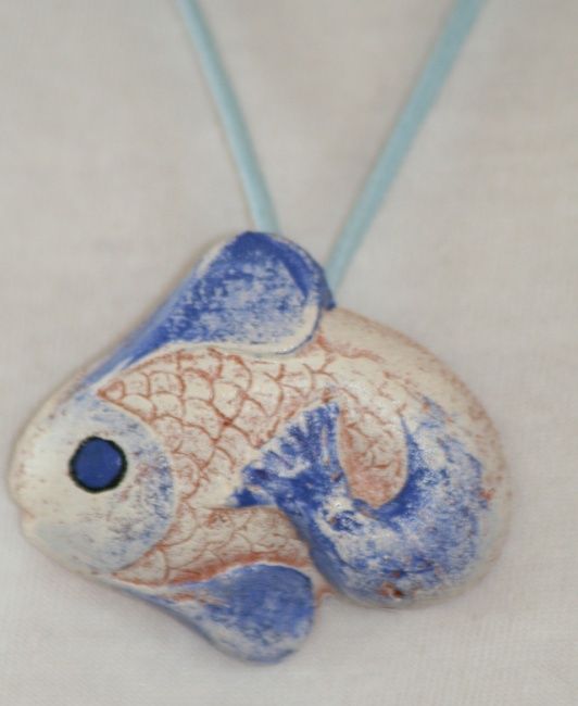 Peinture intitulée "pendentif poisson" par La Potinière De Flo, Œuvre d'art originale