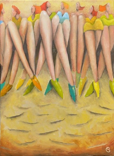 Картина под названием "Jeu de jambes" - Lepierrequimousse, Подлинное произведение искусства, Масло