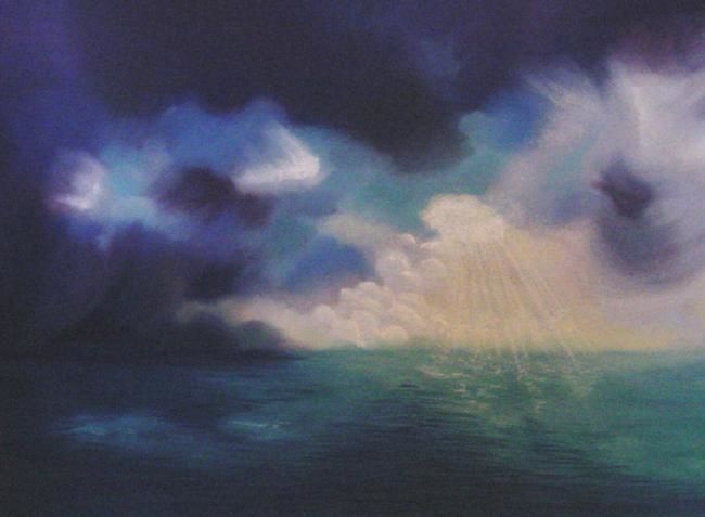 Pittura intitolato "Ciel d'orage" da Maryvonne Lepinoy (MARLEN), Opera d'arte originale