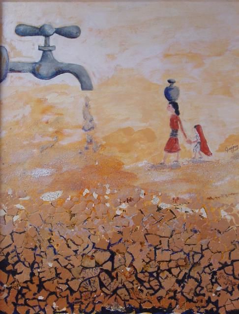 Painting titled "l'eau, la vie" by Maryvonne Lepinoy (MARLEN), Original Artwork