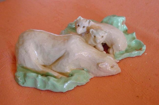 Sculpture intitulée "ours blancs" par Maryvonne Lepinoy (MARLEN), Œuvre d'art originale, Terre cuite