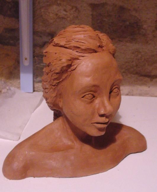 Скульптура под названием "La fillette à la na…" - Maryvonne Lepinoy (MARLEN), Подлинное произведение искусства