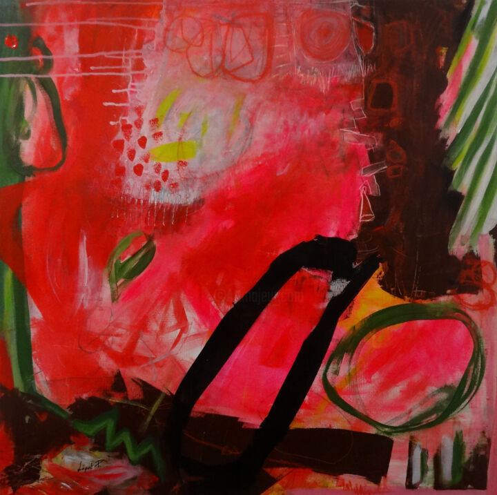 Peinture intitulée ""L'épopée rose"" par Lépot P., Œuvre d'art originale, Acrylique