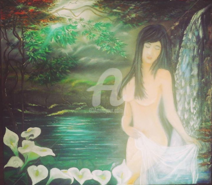 Peinture intitulée "satin-lady.jpg" par Le Prisma, Œuvre d'art originale, Huile