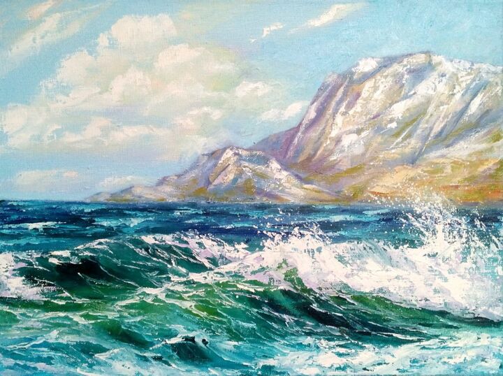 Painting titled "Sea" by Lera Prokazova, Original Artwork, Oil
