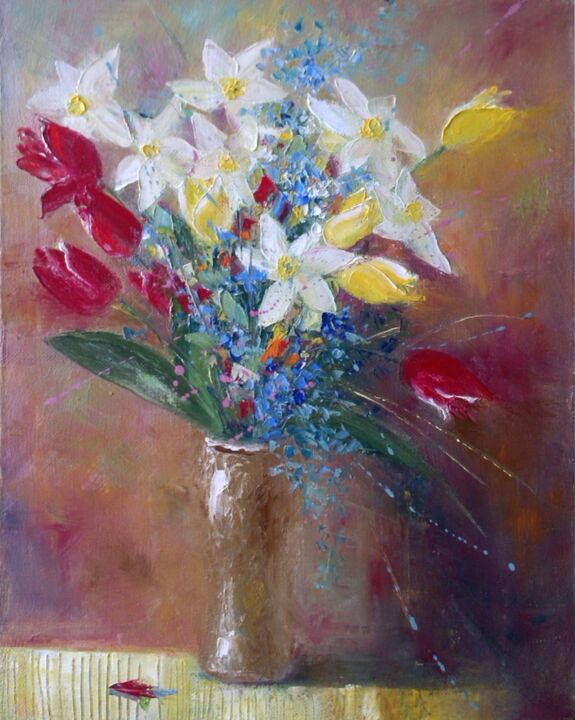 Painting titled "May flowers" by Lera Prokazova, Original Artwork, Oil