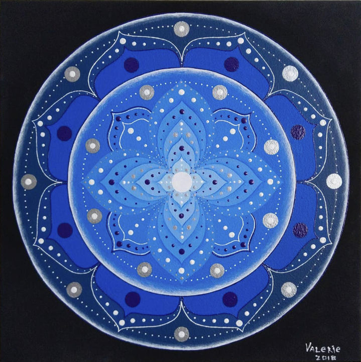 Painting titled "Mandala "Sirius"" by Lera Gold, Original Artwork, Acrylic Mounted on Wood Stretcher frame