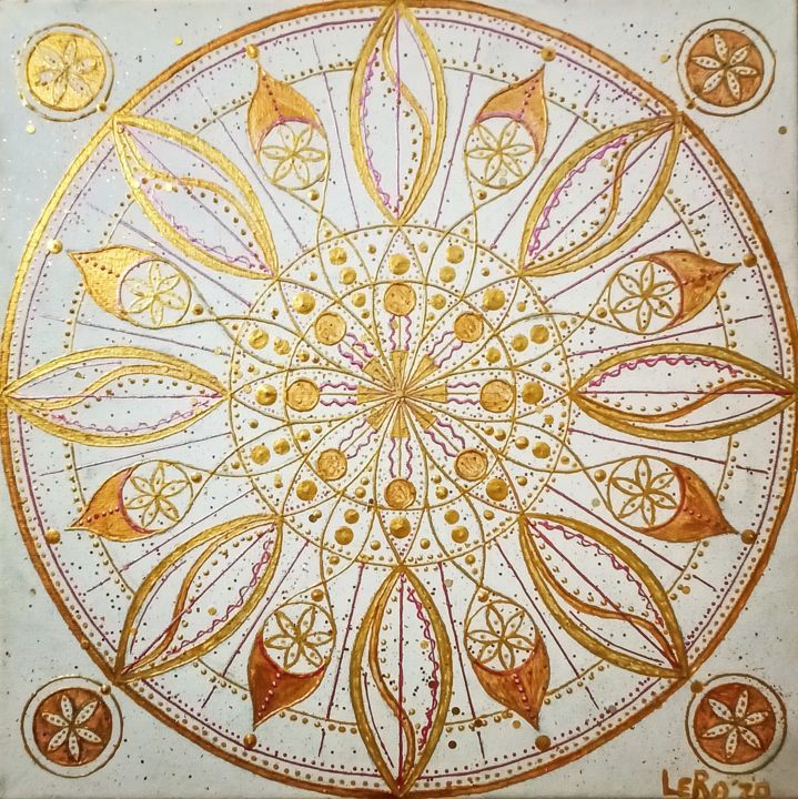 Painting titled "Mandala gold" by Lera Gold, Original Artwork, Acrylic