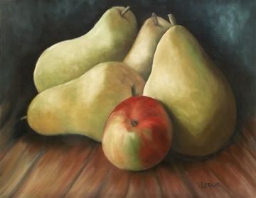Peinture intitulée "Pomme-poires I" par Leriche, Œuvre d'art originale