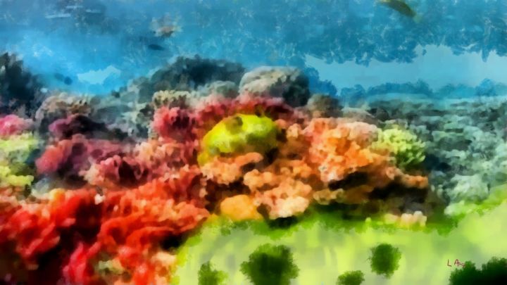 Painting titled "Sea Bed III" by Lea Ara, Original Artwork, Watercolor