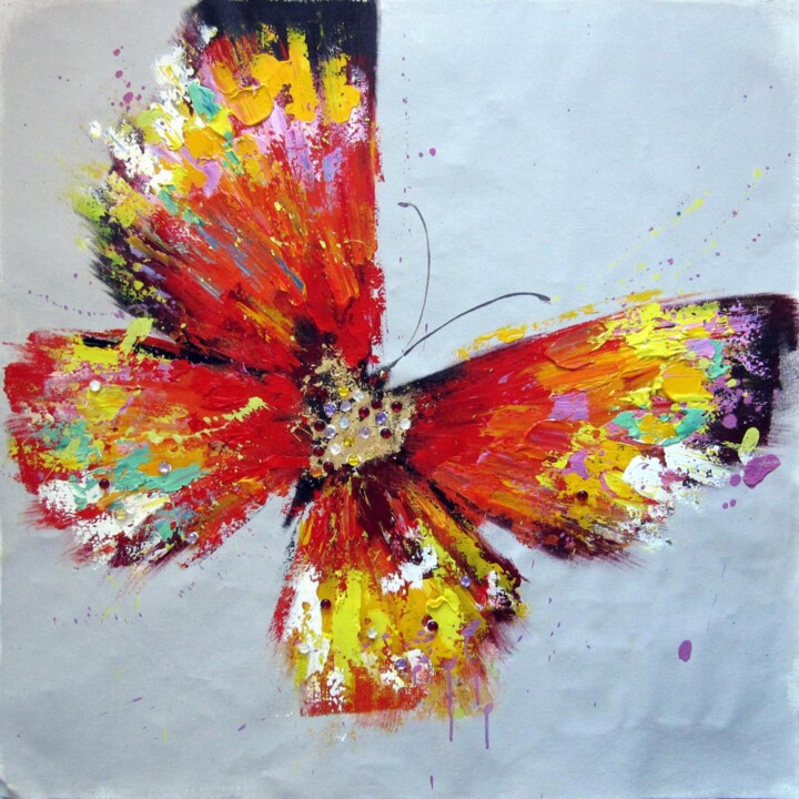 Painting titled "Butterfly #001" by Lermay Chang, Original Artwork, Oil