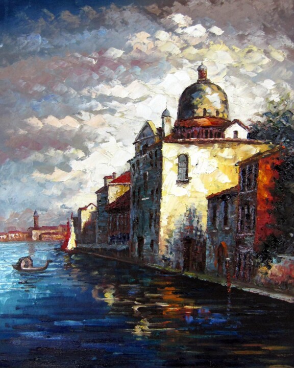 Painting titled "Venice 001" by Lermay Chang, Original Artwork, Oil Mounted on Wood Stretcher frame