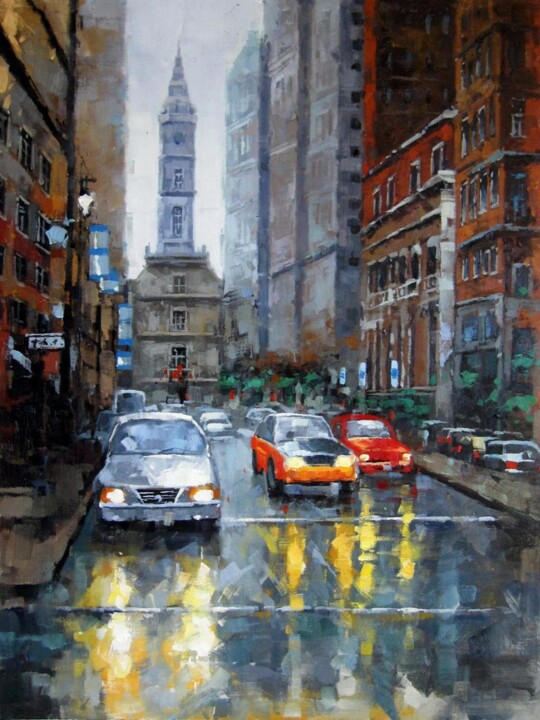 Pintura titulada "Taxi 001" por Lermay Chang, Obra de arte original, Oleo