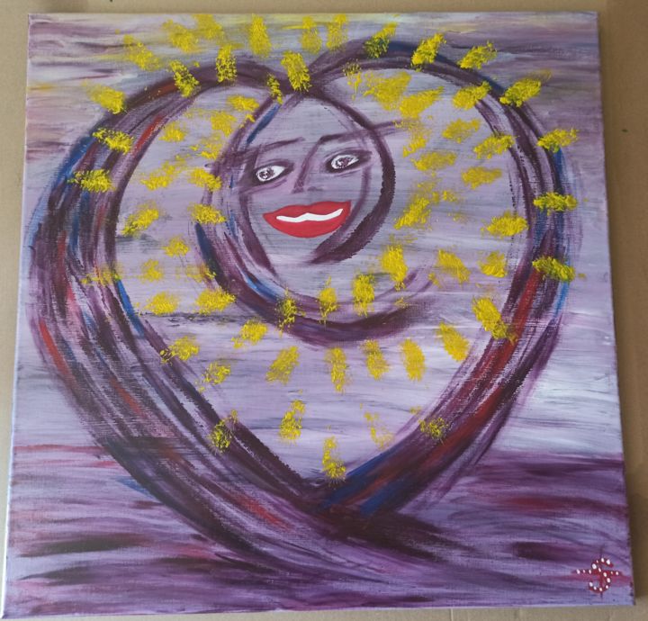 Painting titled "Le sourire" by Sabine Leroy, Original Artwork, Acrylic