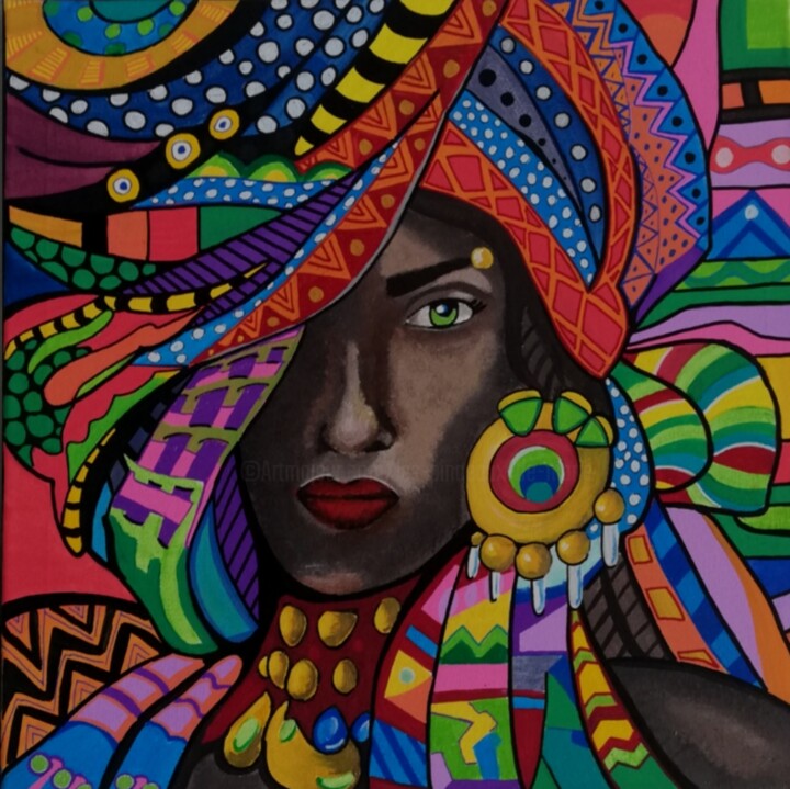 Картина под названием "Africa" - Les Pinceaux De Marie, Подлинное произведение искусства, Акрил Установлен на Деревянная рам…