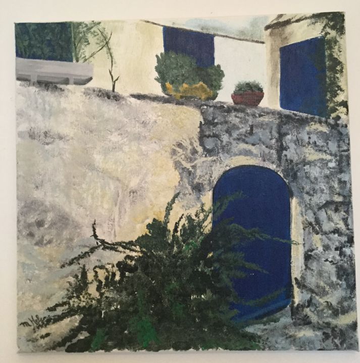 Peinture intitulée "Bleu provençal" par M.Helene, Œuvre d'art originale, Acrylique