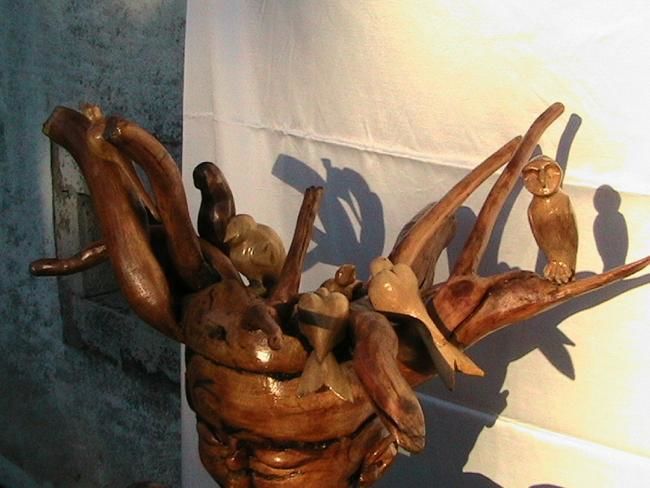 Sculpture intitulée "tete homme des bois" par Didier Sorgues, Œuvre d'art originale