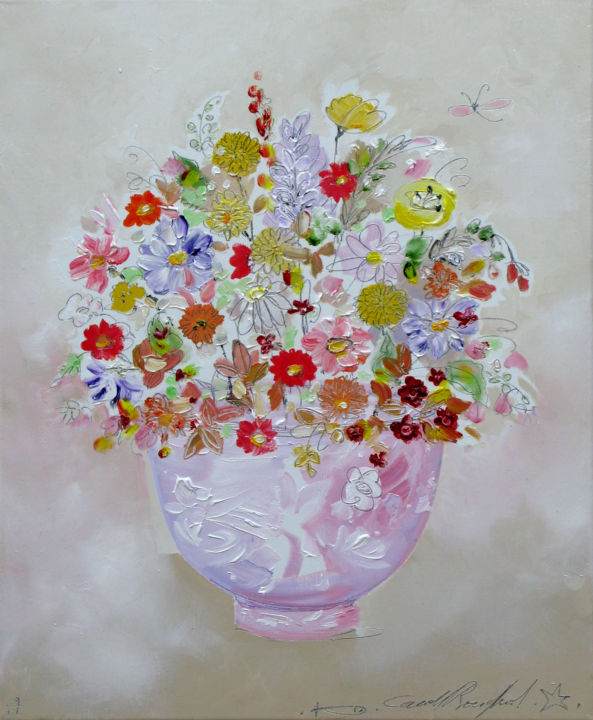 Painting titled "Les Bouquets de Car…" by Les Bouquets De Carole, Original Artwork, Oil