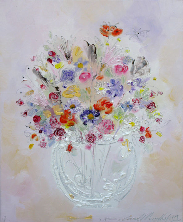 Painting titled "Les Bouquets de Car…" by Les Bouquets De Carole, Original Artwork, Oil