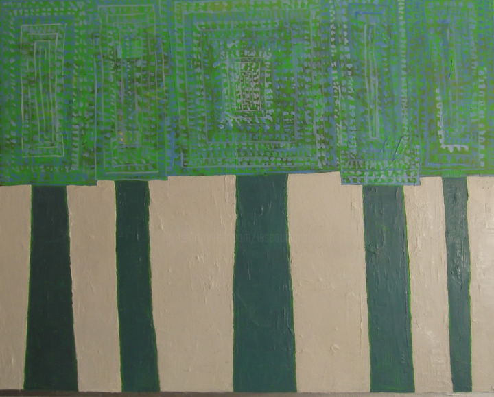 Painting titled "LES ARBRES VERTS" by Catherine Furic, Original Artwork