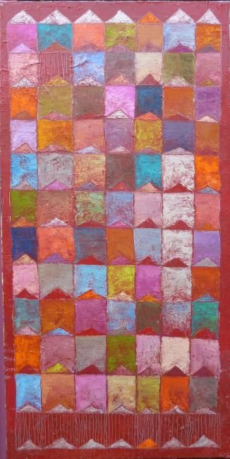 Painting titled "le tableau rouge" by Catherine Furic, Original Artwork